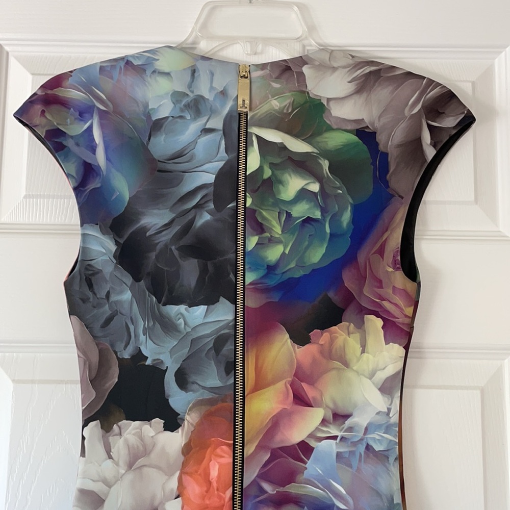Ted Baker London Technicolor Bloom Midi Dress UK Size 1 - Picture 3 of 4
